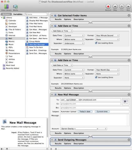 Automator Workflow Script for Shoeboxed