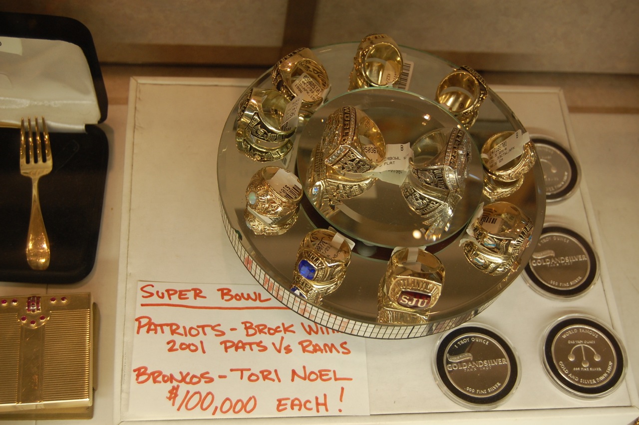 Patriots Bronos Super Bowl Rings